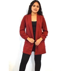 3/4 Shiring Slv Open Front Blazer